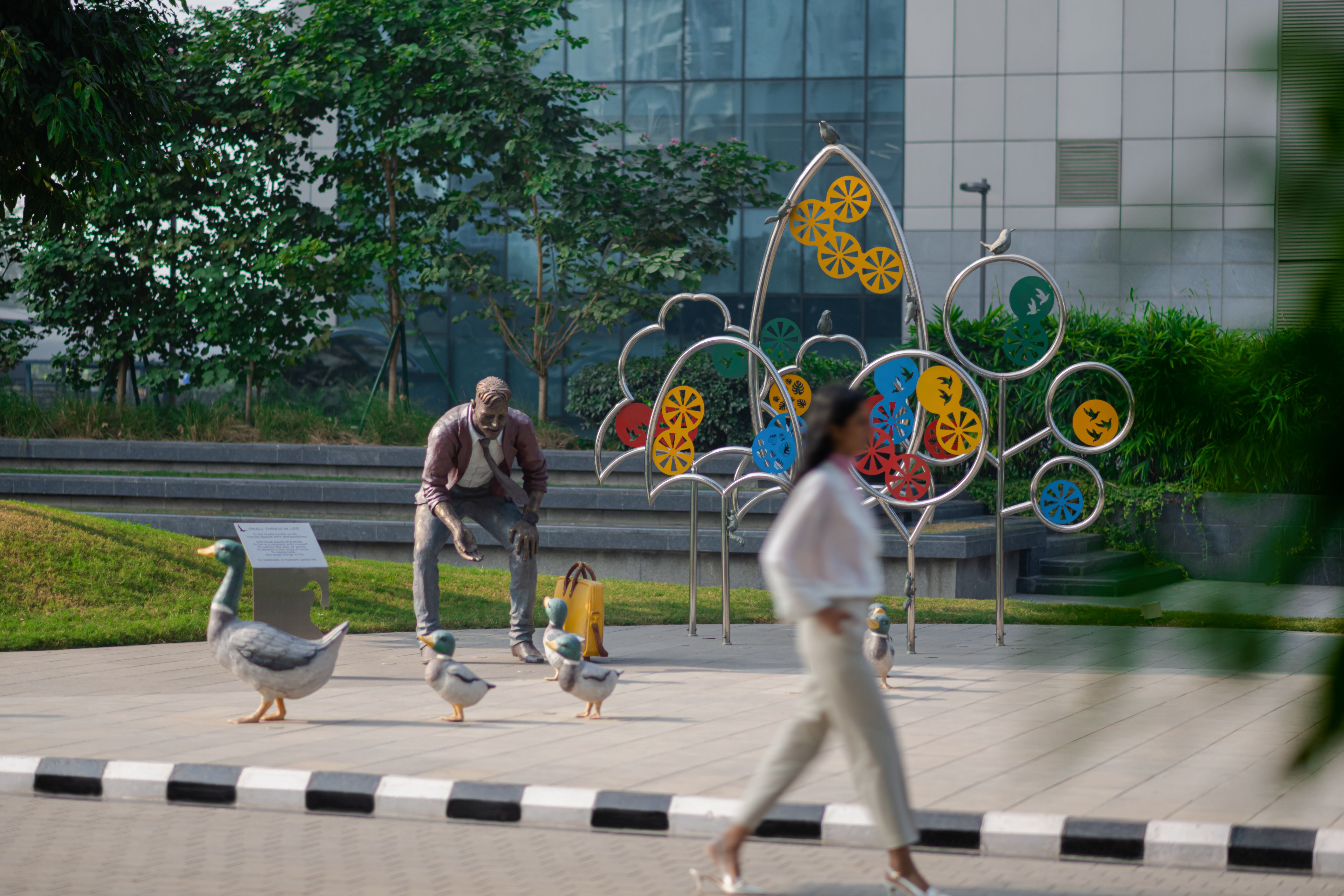 Installation progress at amphitheater, Brookfield India REIT property.