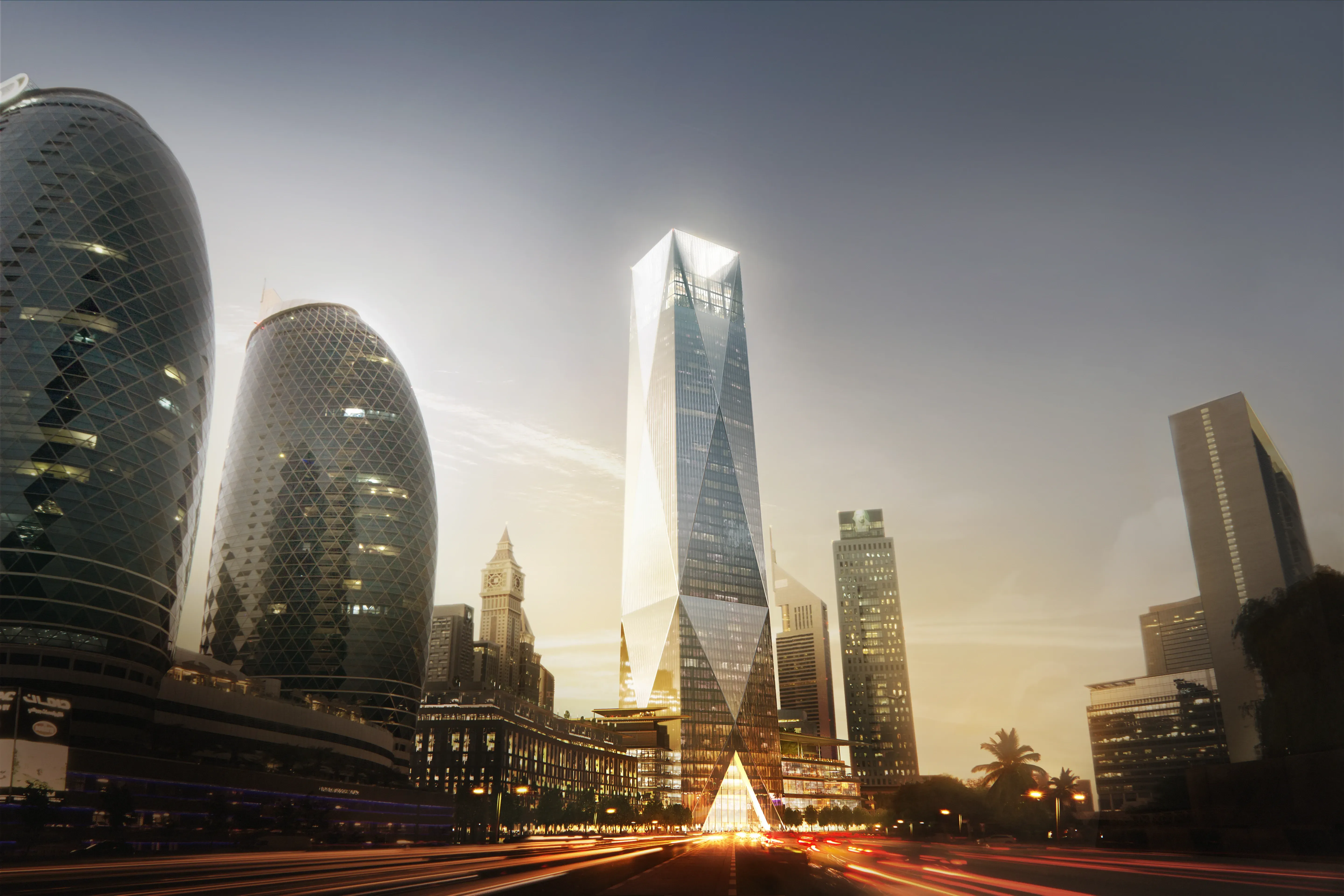 Brookfield Place Mumbai street view. Modern office building, bustling city scene, financial district.